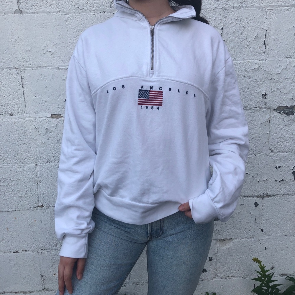 Brandy Melville White Quarter-Zip Sweatshirt - Picture 6 of 11
